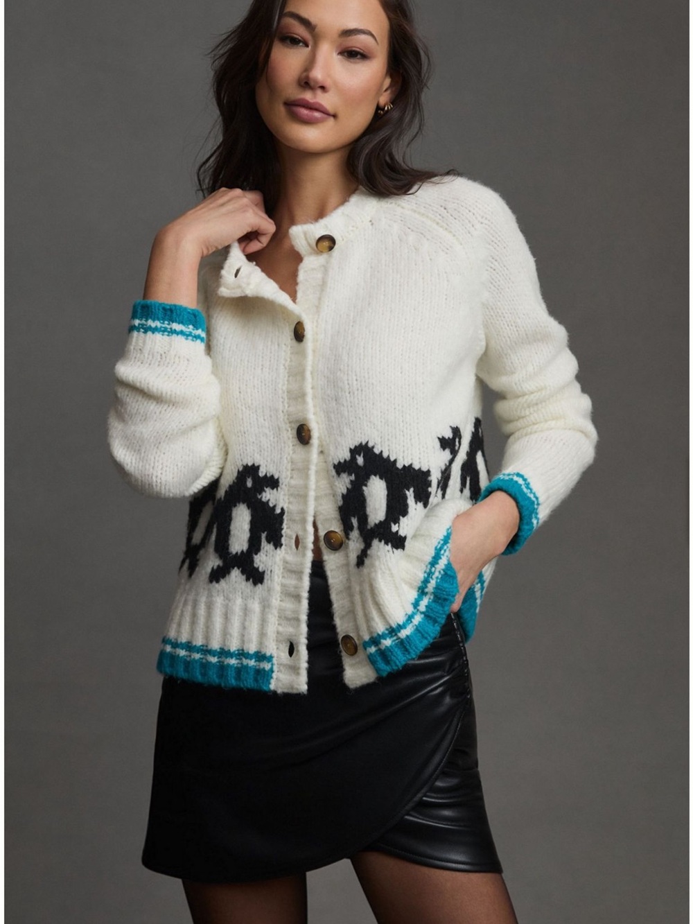 Maeve Penguin White Cardigan